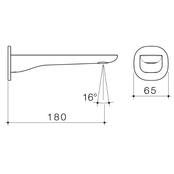 Technical Drawing Caroma Contura II 180mm Basin/Bath Outlet - Matte Black 849059B6AF