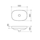 Technical Drawing Caroma Contura II 530mm Pill Inset Basin - Matte White 853300MW - The Blue Space