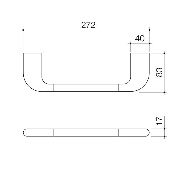 Technical Drawing Caroma Contura II Hand Towel Rail - Matte Black 849032B | The Blue Space