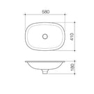 Technical Drawing Caroma Contura II Pill Undercounter Basin - Matte Clay 853600CL - The Blue Space