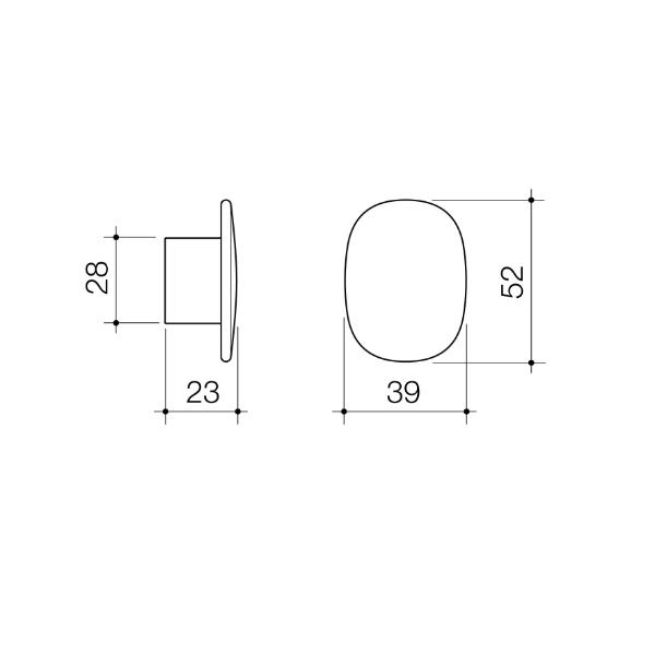 Technical Drawing Caroma Contura II Small Robe Hook - Brushed Brass 849041BB