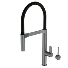 Liano II Flexible Pull Down Kitchen Sink Mixer Tap in Gunmetal - The Blue Space