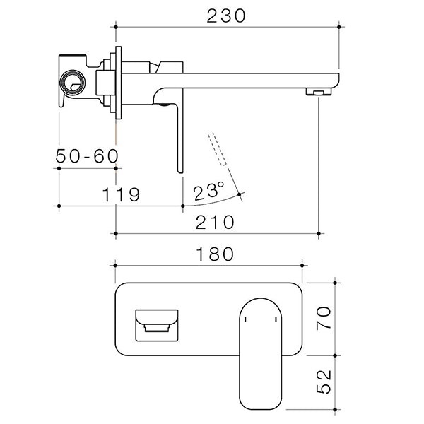 Caroma Luna Lead Free Wall Basin/Bath Mixer Brushed Nickel