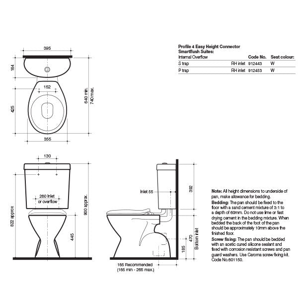 Caroma Profile 4 Easy Height Connector Toilet Suite