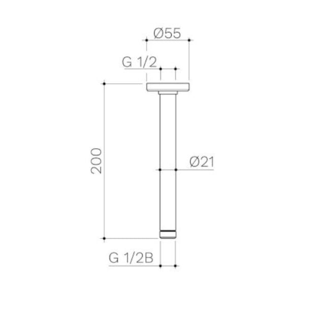 Caroma 200mm Ceiling Shower Arm - Matte Black
