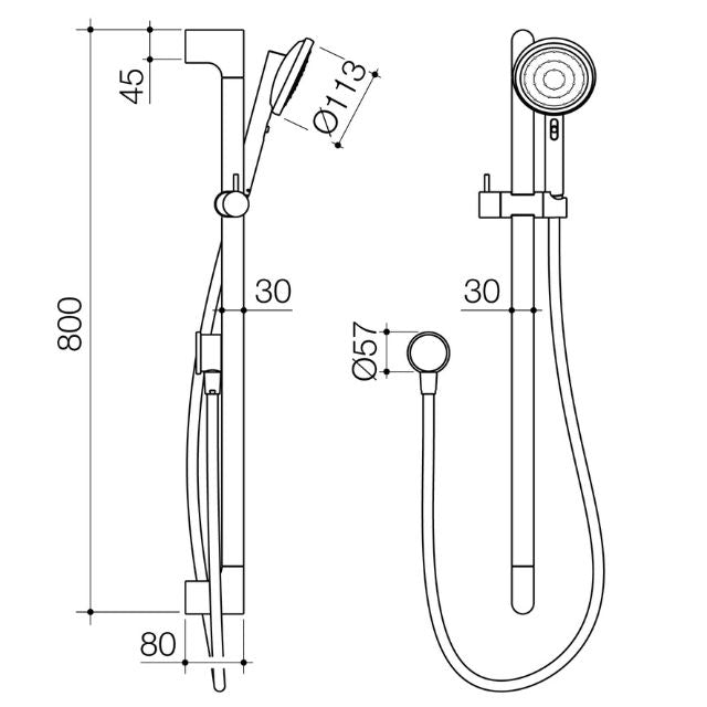 Caroma Urbane II Universal Rail Shower - Chrome