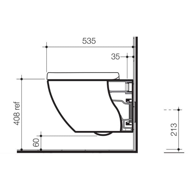 Caroma Urbane Wall Hung Pan Technical Drawing - The Blue Space