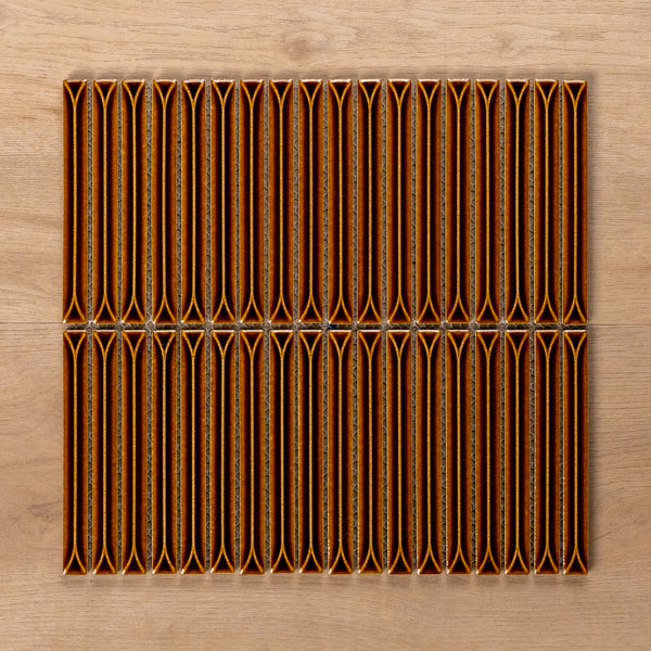 Castaways Autumn Terracotta Gloss Kit Kat Porcelain Mosaic Tile 15x145mm