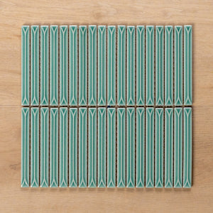 Castaways Frosty Mint Gloss Kit Kat Porcelain Mosaic Tile 15x145mm