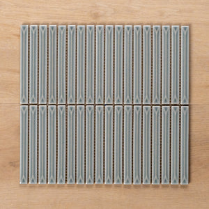 Castaways Silver Sage Gloss Kit Kat Porcelain Mosaic Tile 15x145mm
