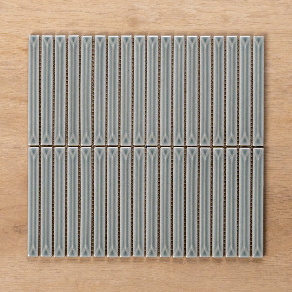 Castaways Silver Sage Gloss Kit Kat Porcelain Mosaic Tile 15x145mm
