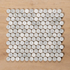 Cottesloe Carrara White Penny Round Honed Marble Mosaic Tile 23x23mm - The Blue Space