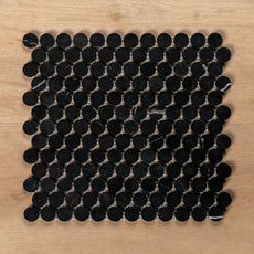 Cottesloe Nero Marquina Penny Round Honed Marble Mosaic Tile 23x23mm - The Blue Space
