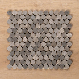 Cottesloe New Grey Penny Round Honed Marble Mosaic Tile 23x23mm