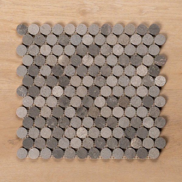 Cottesloe New Grey Penny Round Honed Marble Mosaic Tile 23x23mm