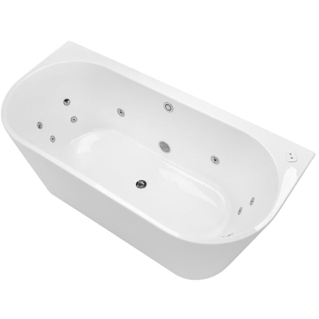 Decina Alegra Contour Back To Wall Freestanding Spa Bath 1500mm with Chrome Jets