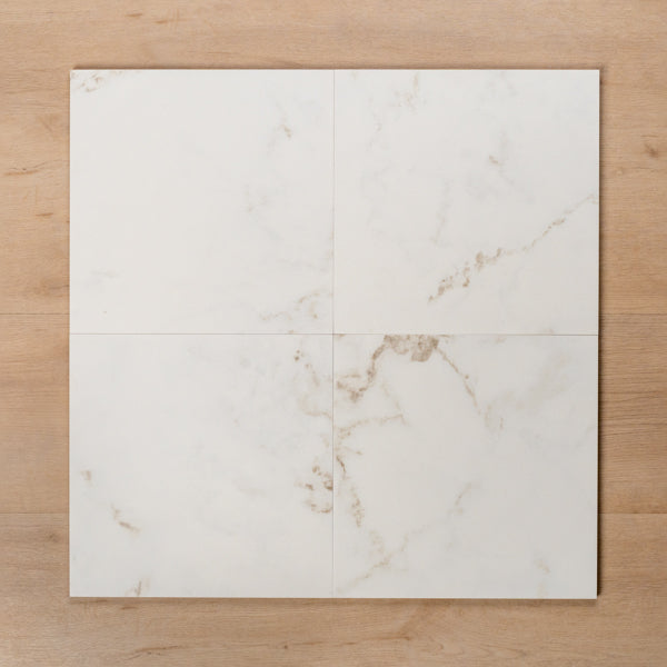 Discovery Calacatta Gold Matt Rectified Ceramic Tile 300x300mm Straight Pattern - The Blue Space