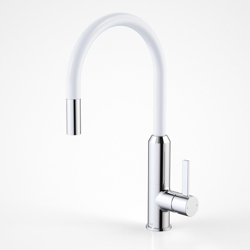 Dorf Vixen Retractable Kitchen Sink Mixer Tap White - The Blue Space