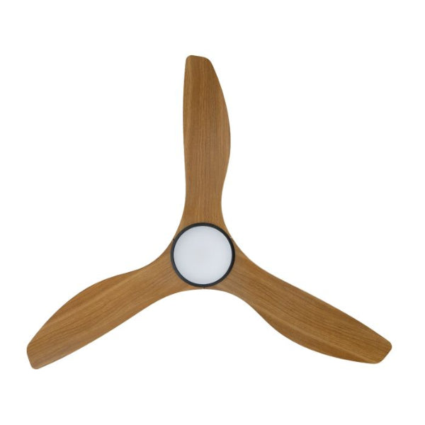 Eglo Surf 48in 122cm Ceiling Fan with 20W LED CCT Light - Black with Teak Finish | The Blue Space