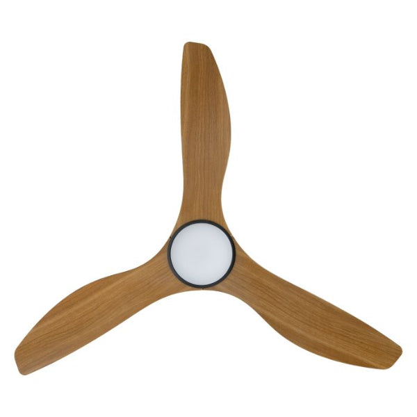 Eglo Surf 52in 132cm Ceiling Fan with 20W LED CCT Light - Black with Teak Finish | The Blue Space