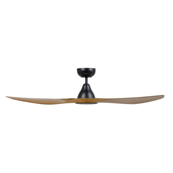 Eglo Surf 52in 132cm Ceiling Fan with 20W LED CCT Light - Black with Teak Finish | The Blue Space
