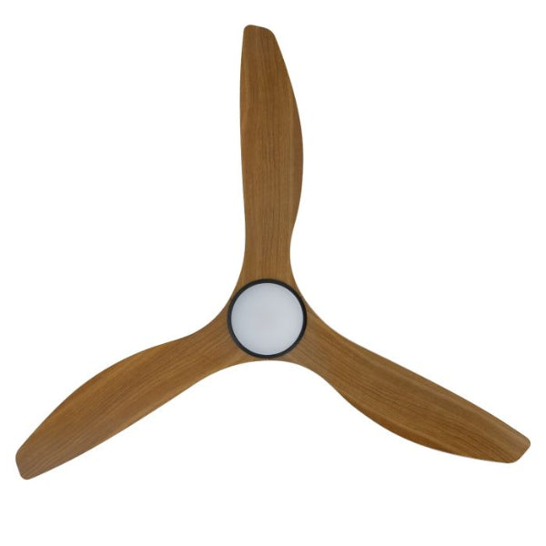 Eglo Surf 60in 152cm Ceiling Fan with 20W LED CCT Light - Black with Teak Finish | The Blue Space