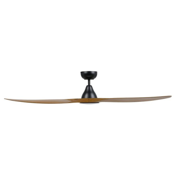 Eglo Surf 60in 152cm Ceiling Fan with 20W LED CCT Light - Black with Teak Finish | The Blue Space