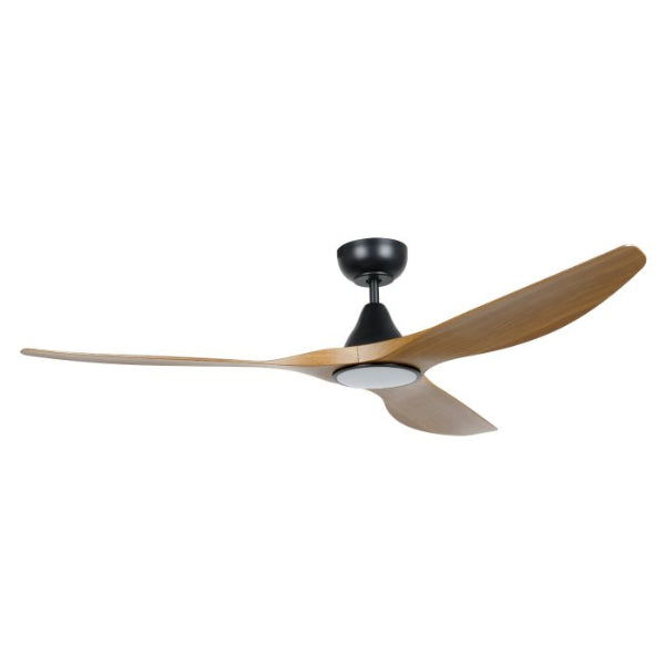 Eglo Surf 60in 152cm Ceiling Fan with 20W LED CCT Light - Black with Teak Finish | The Blue Space