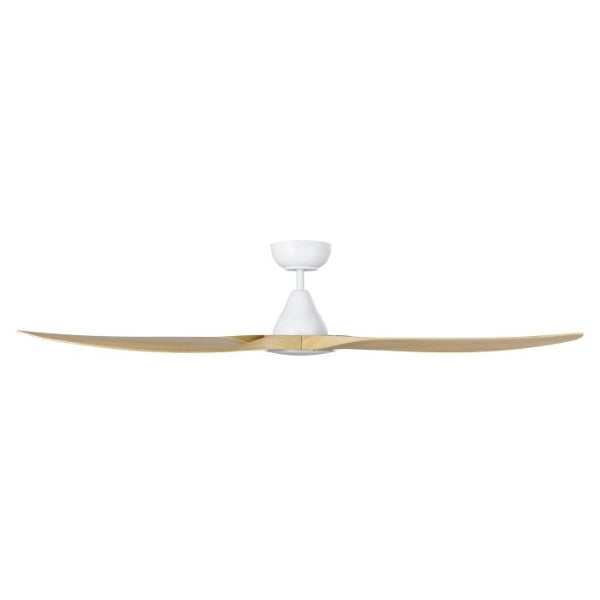 Eglo Surf 60in 152cm Ceiling Fan with 20W LED CCT Light - White with Oak Finish | The Blue Space