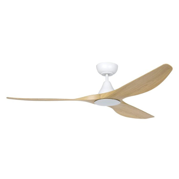 Eglo Surf 60in 152cm Ceiling Fan with 20W LED CCT Light - White with Oak Finish | The Blue Space