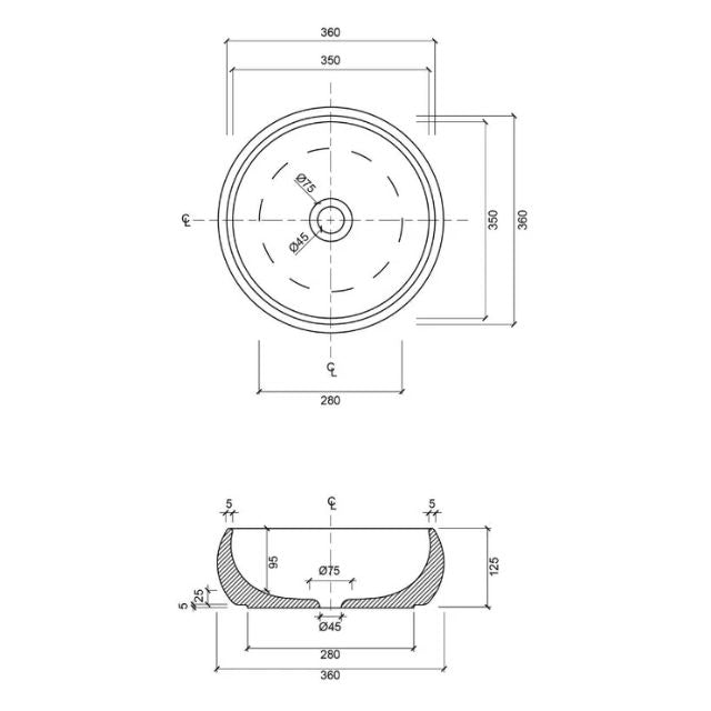 Eight Quarters 360mm Luna Circle Basin - Gloss White