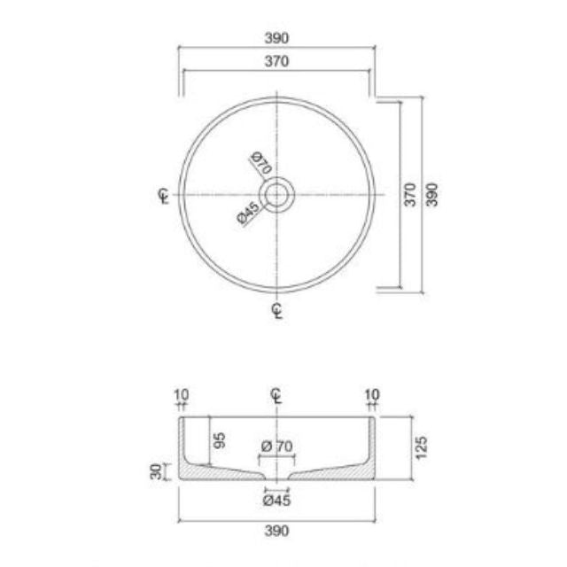 Eight Quarters 390mm Concrete Circle Above Counter Basin - Grey