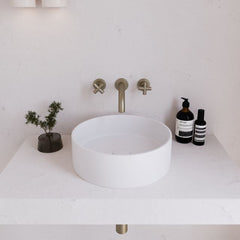 Eight Quarters 390mm Concrete Circle Above Counter Basin - White