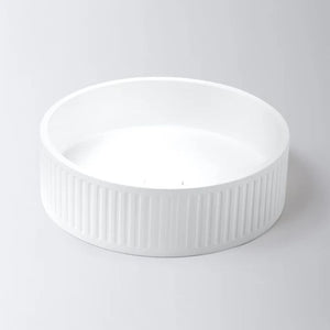 Eight Quarters 400mm Fluted Concrete Circle Above Counter Basin - White