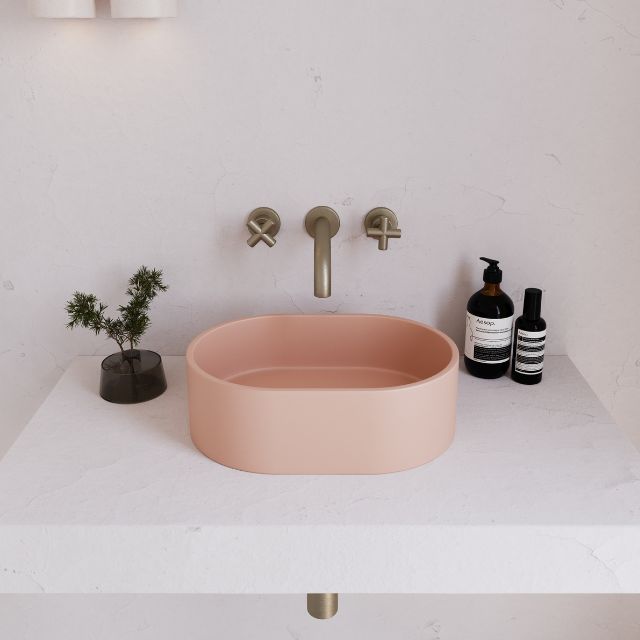 Eight Quarters 400mm x 280mm Concrete Mini Pod Above Counter Basin - Blush