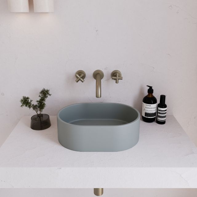 Eight Quarters 400mm x 280mm Concrete Mini Pod Above Counter Basin - Grey