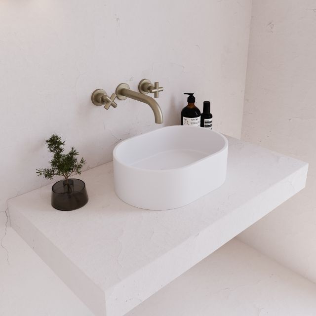 Eight Quarters 400mm x 280mm Concrete Mini Pod Above Counter Basin - White