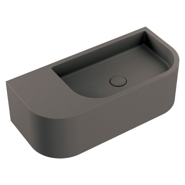 Fienza Blanca Concrete Wall Hung Basin Rh Bowl 650x300x200mm Warm Grey