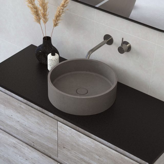 Fienza Jada Concrete Round Basin Above Counter 390 x 120mm Warm Grey