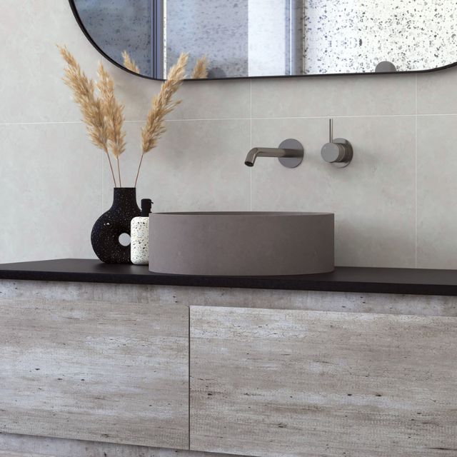 Fienza Jada Concrete Round Basin Above Counter 390 x 120mm Warm Grey