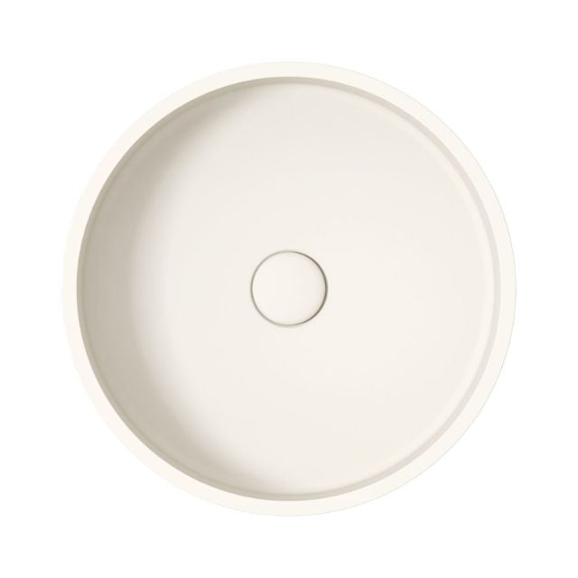 Fienza Jada Concrete Round Basin Above Counter 390 x 120mm Warm White