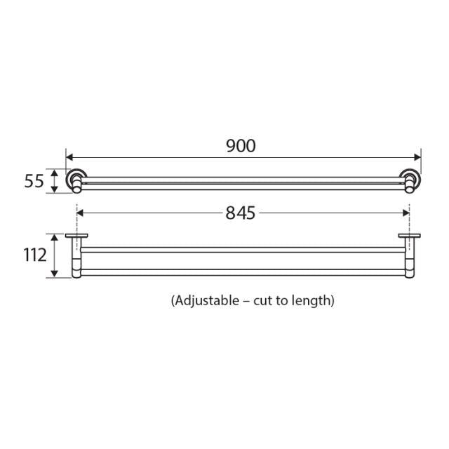 Fienza Kaya Double Towel Rail 900mm Matte Black