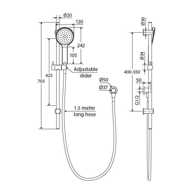 Fienza Kaya Rail Shower Matte White