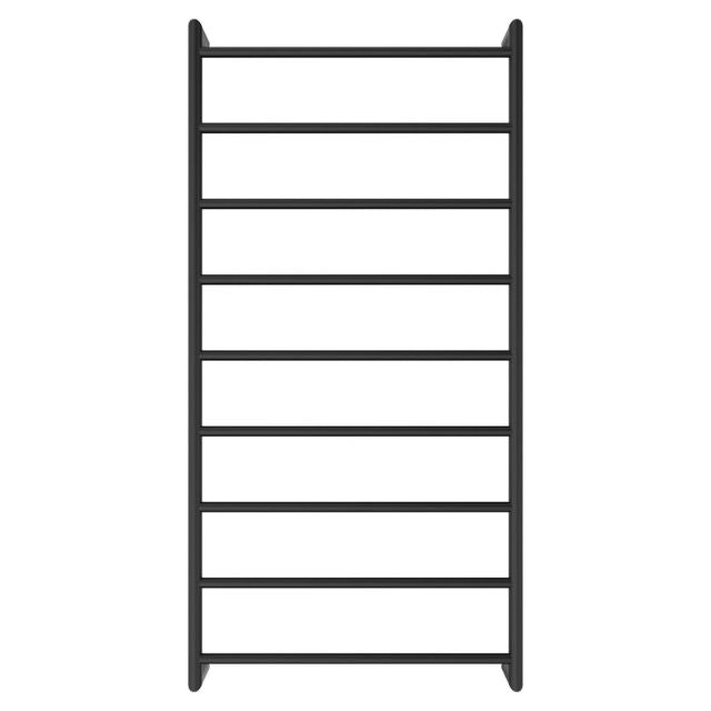 Front Fienza Kaya Round Heated Towel Rail 600X1200X100mm 9 Bars Matte Black 82860120MB - The Blue Space