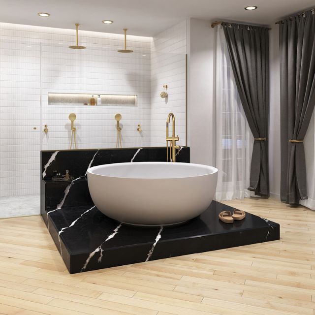 Fienza Kaya Round Shower Head 250mm Urban Brass