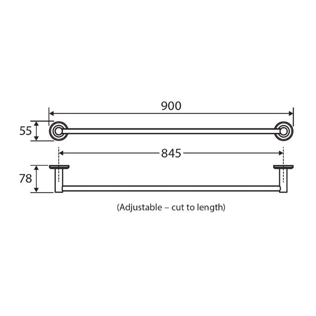 Fienza Kaya Single Towel Rail 900mm Chrome