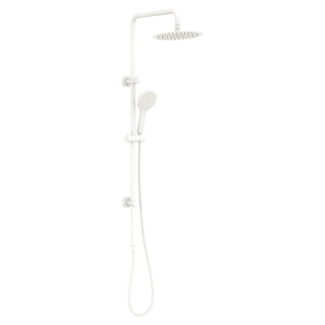 Angle Fienza Kaya Twin Rail Shower Matte White 455109MW - The Blue Space