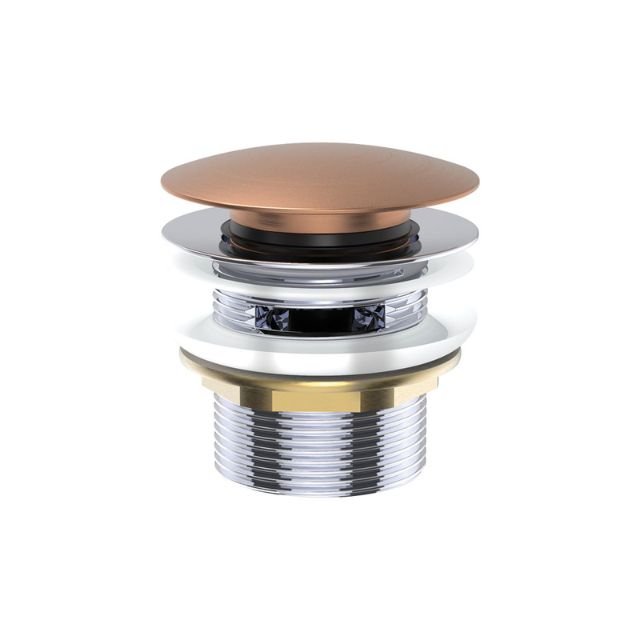 Fienza Universal Pull-Out/Pop-Up Brass Cap Bath Waste with Overflow Brushed Copper