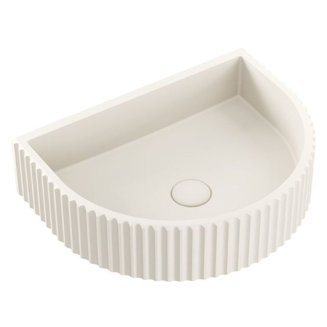 Fienza Valentina Concrete Fluted Arch Wall Basin 465 x 360 x 119mm Warm White