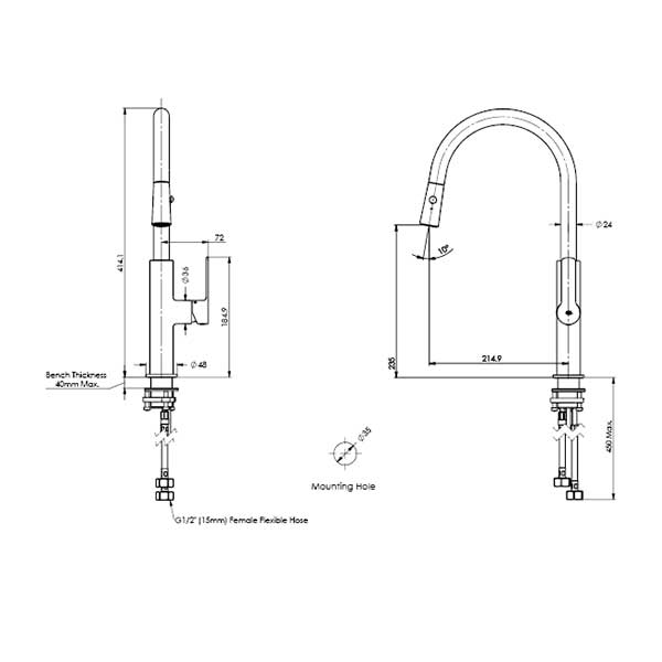 Greens Astro II Pull-Down Sink Mixer Chrome
